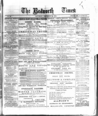 cover page of Bedworth Times published on December 25, 1875