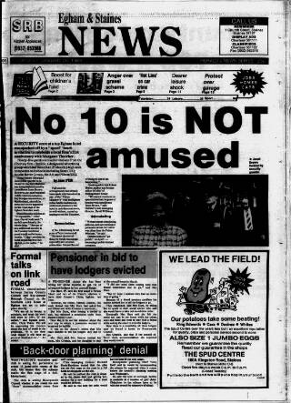 cover page of Staines & Egham News published on January 26, 1989