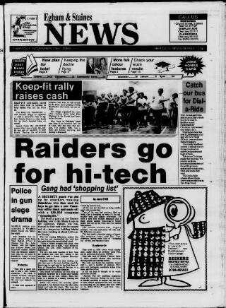 cover page of Staines & Egham News published on November 23, 1989