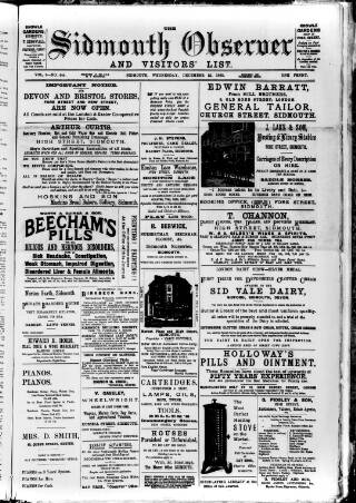 cover page of Sidmouth Observer published on December 25, 1895