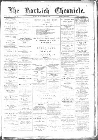 cover page of Horwich Chronicle published on December 28, 1889