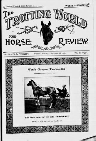 cover page of Trotting World and Horse Review published on November 23, 1907