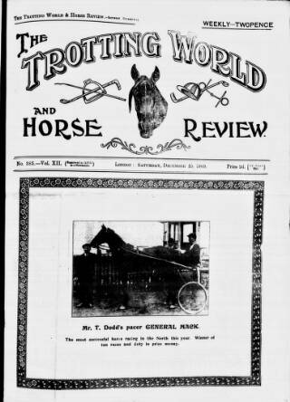 cover page of Trotting World and Horse Review published on December 25, 1909