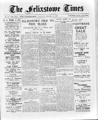 cover page of Felixstowe Times published on January 26, 1935