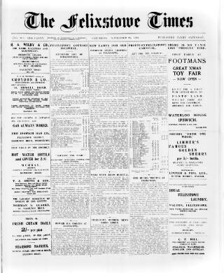 cover page of Felixstowe Times published on November 23, 1935