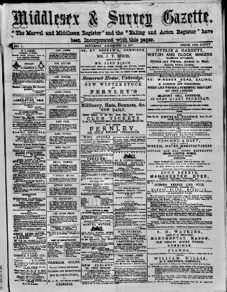 cover page of Middlesex & Surrey Gazette published on December 15, 1877