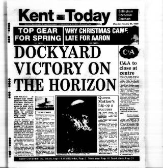 cover page of Kent Evening Post published on January 26, 1998