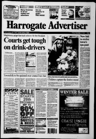 cover page of Harrogate Advertiser and Weekly List of the Visitors published on December 25, 1998