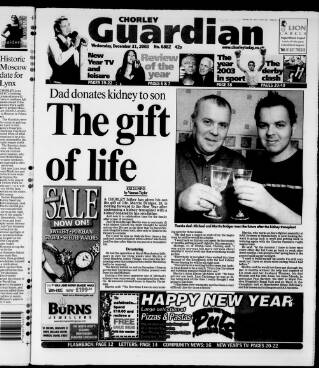 cover page of Chorley Guardian published on December 31, 2003