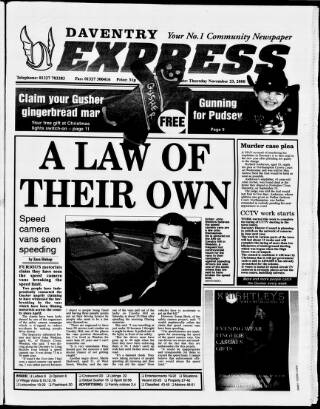 cover page of Daventry and District Weekly Express published on November 23, 2000