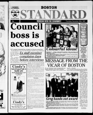 cover page of Lincolnshire Standard and Boston Guardian published on December 25, 1997