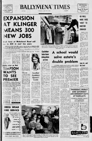 cover page of Ballymena Weekly Telegraph published on January 26, 1967