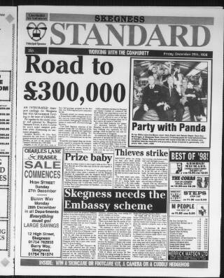 cover page of Skegness Standard published on December 25, 1998