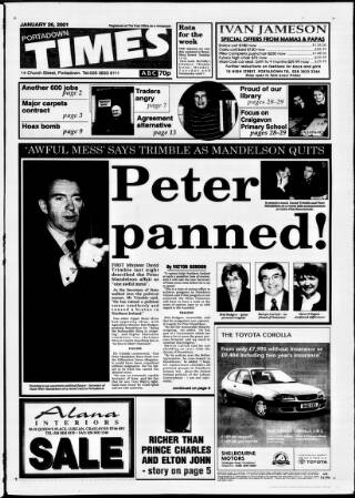 cover page of Portadown Times published on January 26, 2001