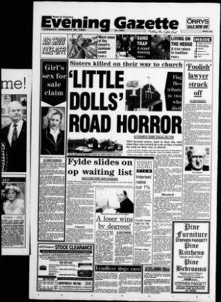 cover page of West Lancashire Evening Gazette published on January 26, 1993