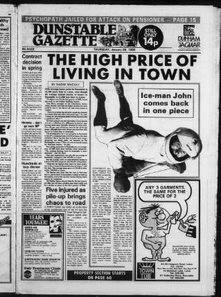 cover page of Dunstable Gazette published on January 26, 1989