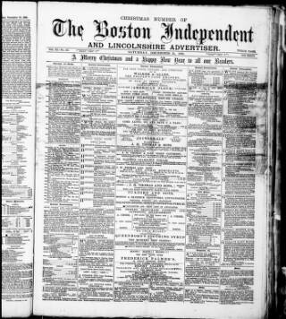 cover page of Boston Independent and Lincolnshire Advertiser published on December 25, 1880