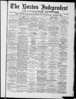 cover page of Boston Independent and Lincolnshire Advertiser published on November 23, 1901