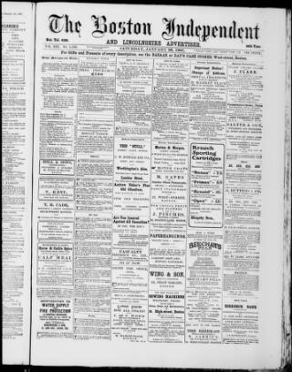 cover page of Boston Independent and Lincolnshire Advertiser published on January 26, 1907