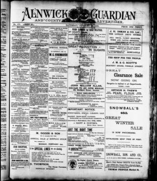 cover page of Alnwick Guardian and County Advertiser published on January 26, 1895