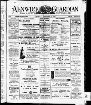 cover page of Alnwick Guardian and County Advertiser published on December 25, 1920