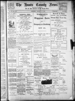 cover page of Hunts County News published on January 26, 1907