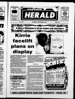 cover page of Kirriemuir Herald published on December 23, 1993