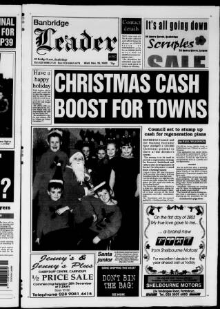 cover page of Banbridge Leader published on December 25, 2002