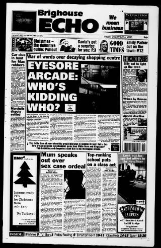 cover page of Brighouse Echo published on December 6, 2002