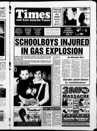 cover page of Carrick Times and East Antrim Times published on November 23, 2000