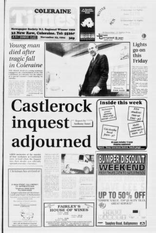 cover page of Coleraine Times published on November 23, 1994