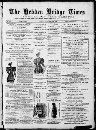 cover page of Hebden Bridge Times published on November 23, 1894