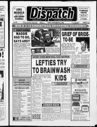 cover page of Hucknall Dispatch published on November 23, 1990