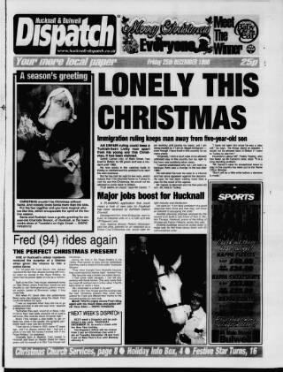 cover page of Hucknall Dispatch published on December 25, 1998