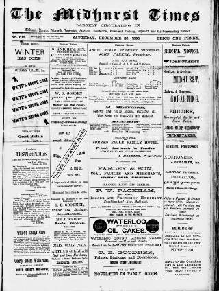 cover page of Midhurst and Petworth Observer published on December 30, 1893