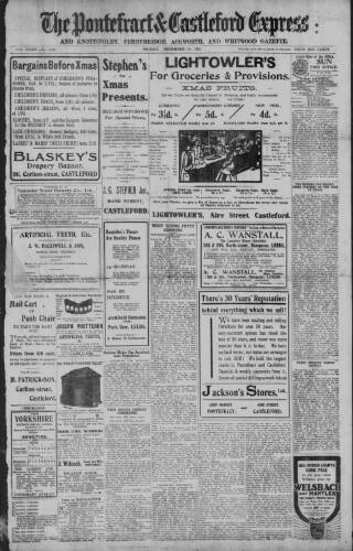 cover page of Pontefract & Castleford Express published on December 15, 1911