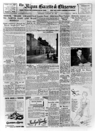 cover page of Ripon Gazette published on January 26, 1950