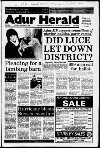 cover page of Shoreham Herald published on January 26, 1990