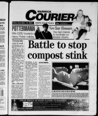 cover page of Warwick Courier published on December 13, 2002