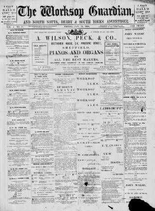 cover page of Worksop Guardian published on January 14, 1898