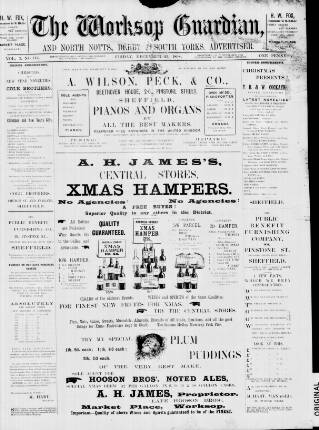 cover page of Worksop Guardian published on December 23, 1898