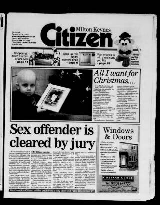 cover page of Milton Keynes Citizen published on December 19, 2002