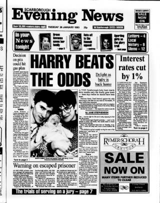 cover page of Scarborough Evening News published on January 26, 1993