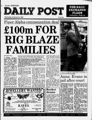 cover page of Liverpool Daily Post published on November 23, 1988