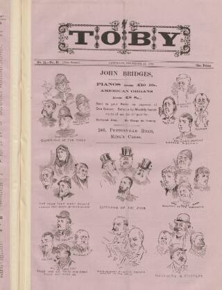 cover page of Toby published on December 25, 1886