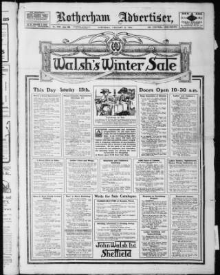 cover page of Rotherham Advertiser published on January 15, 1910