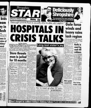 cover page of Shropshire Star published on January 26, 2002