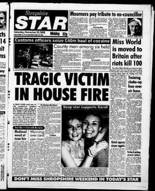 cover page of Shropshire Star published on November 23, 2002