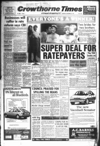 cover page of Crowthorne Times published on November 26, 1987