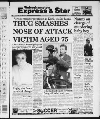 cover page of Wolverhampton Express and Star published on November 23, 1998